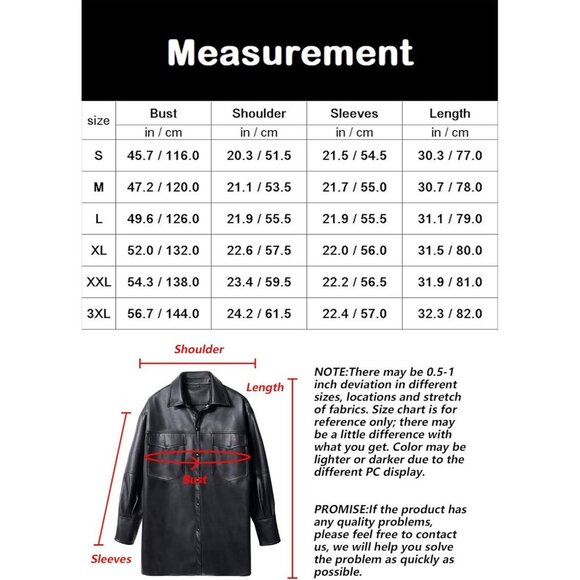🆕 Women Black Faux Leather Blazer Jackets Spring Fashion Vegan Button Down Coat - Picture 6 of 8